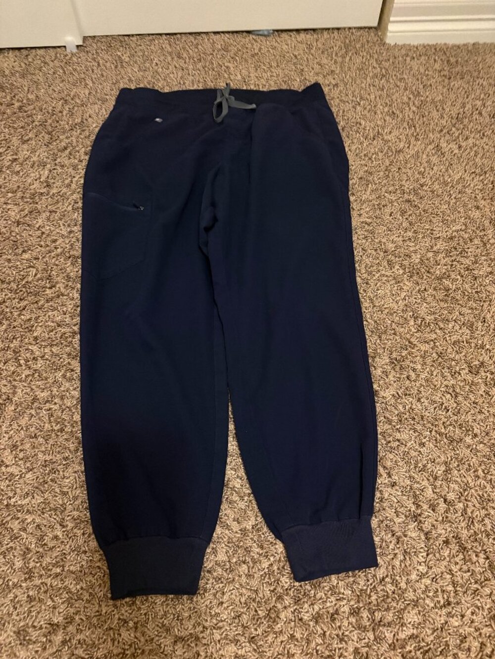 FIGS Technical Collection Scrub Pants Large Navy Blue Elastic Hem Waist Pockets